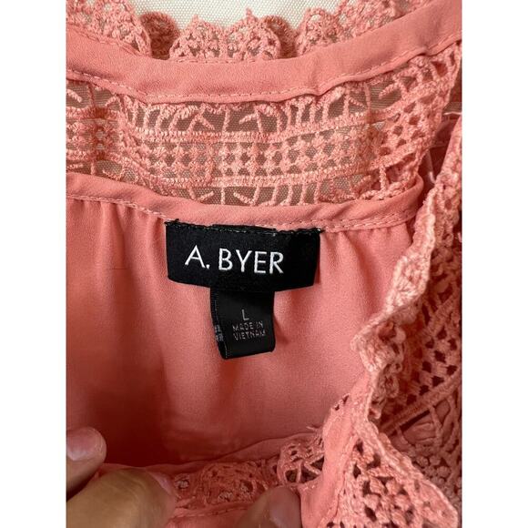 A. Byer Pink Cold Shoulder Women's Blouse Size Large - Picture 3 of 4